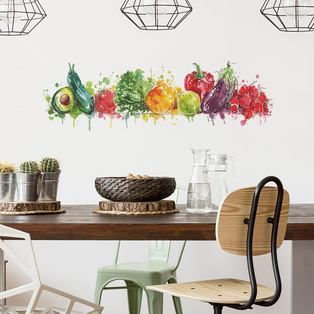 Fun-d7 Wandaufkleber mit bemalten Früchten und Gemüse für Küche, Esszimmer, Hausverschönerung, selbstklebend