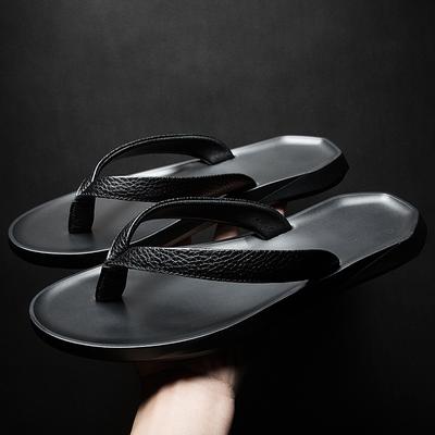 Fashion2024 New Brand Men's Slippers High Quality Summer Beach Flip Flops Soft Male Comfortable Slides Real Leather Light Outdoor Shoes
