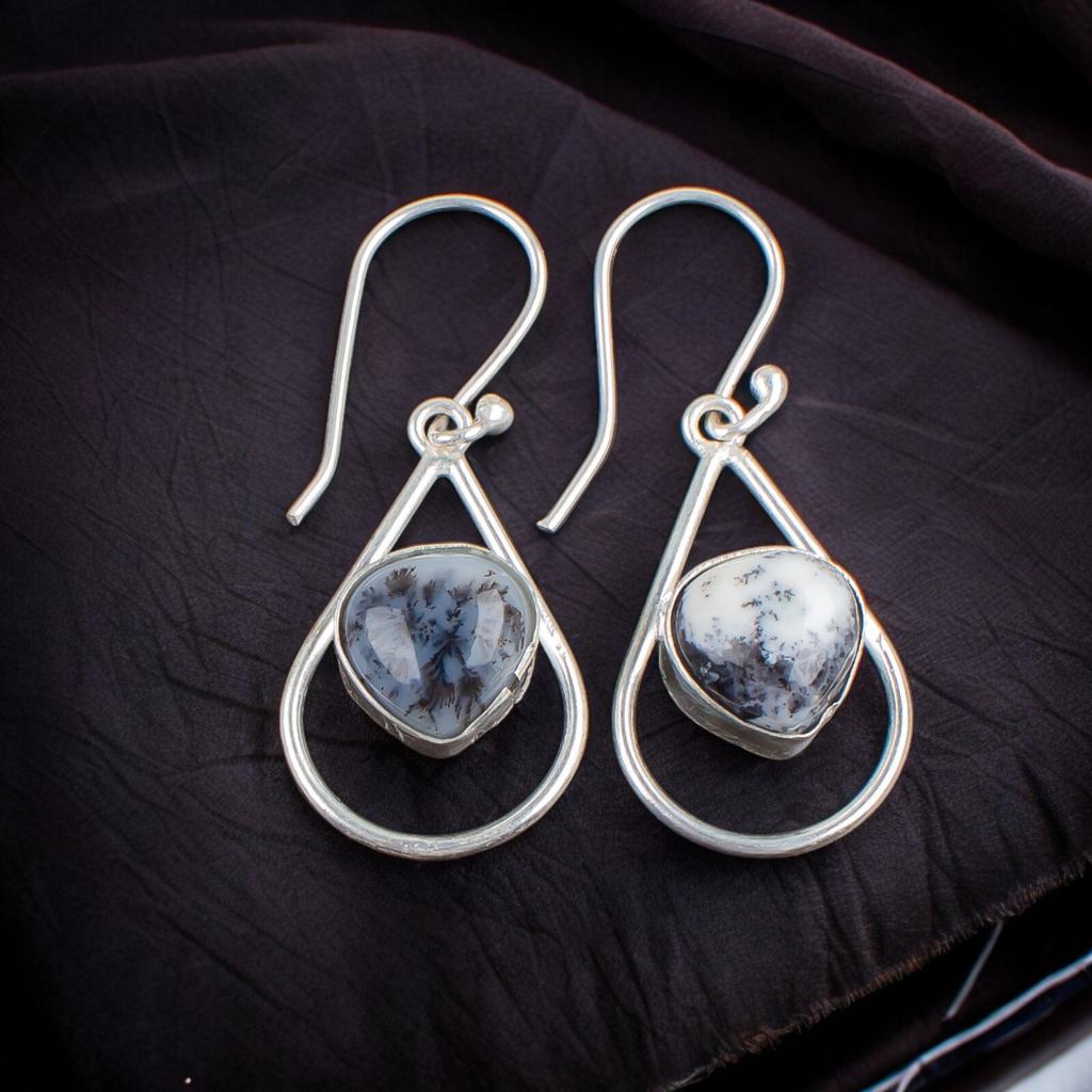 Dendritic Opal Gemstone 925 Sterling Silver Fashionable Jewelry Earrings For Her EE-38-19