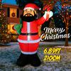 6.89FT Inflatable Santa Candy Cane Gift Bag Toy Xmas Yard Party Decoration Festive Gift LED Lit Christmas Supplie Home Ornament