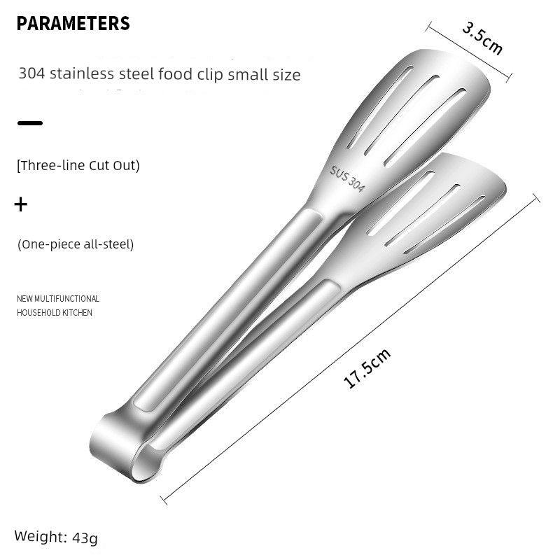 304 Stainless Steel Clip Food Clip Fried Steak Pancake Commercial Barbecue Clip Bread Barbecue Food Food-Grabbing Device Kitchen 304 Silver 7inch