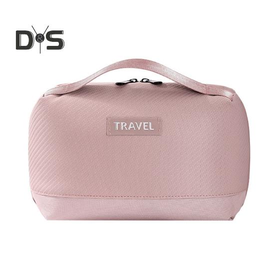 

Косметичка большой емкости органайзер для косметики с верхней ручкой держатель для кистей водонепроницаемый несколько карманов дорожная косметичка для женщин розовый