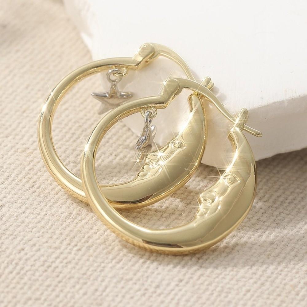 1 Pair Lightweight Hanging Earrings Retro Personalized Jewelry New Moon and Star Earrings For Women