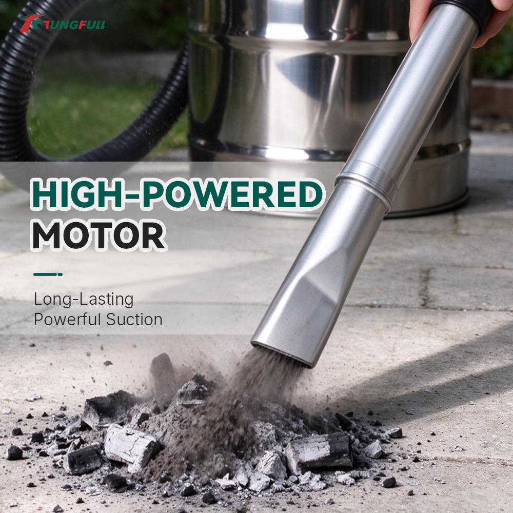TUNGFULL Fireplace Ash Vacuum Cleaner 1200W Stainless Steel Tank High Power Ash Vac for Fireplace Pellet Stove BBQ Grill