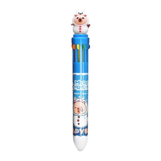 Christmas Capybara Ballpoint Pen 10 Color Retractable Cartoon Pen Smooth Writing Festive