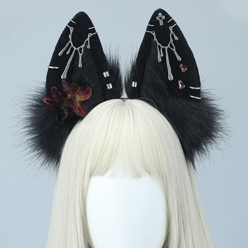 Modisches Plüsch-Wolfsohren-Haarband Haarschmuck Kostüm Kopfbedeckung für Cosplay und Mottopartys mit Realistischen Designs