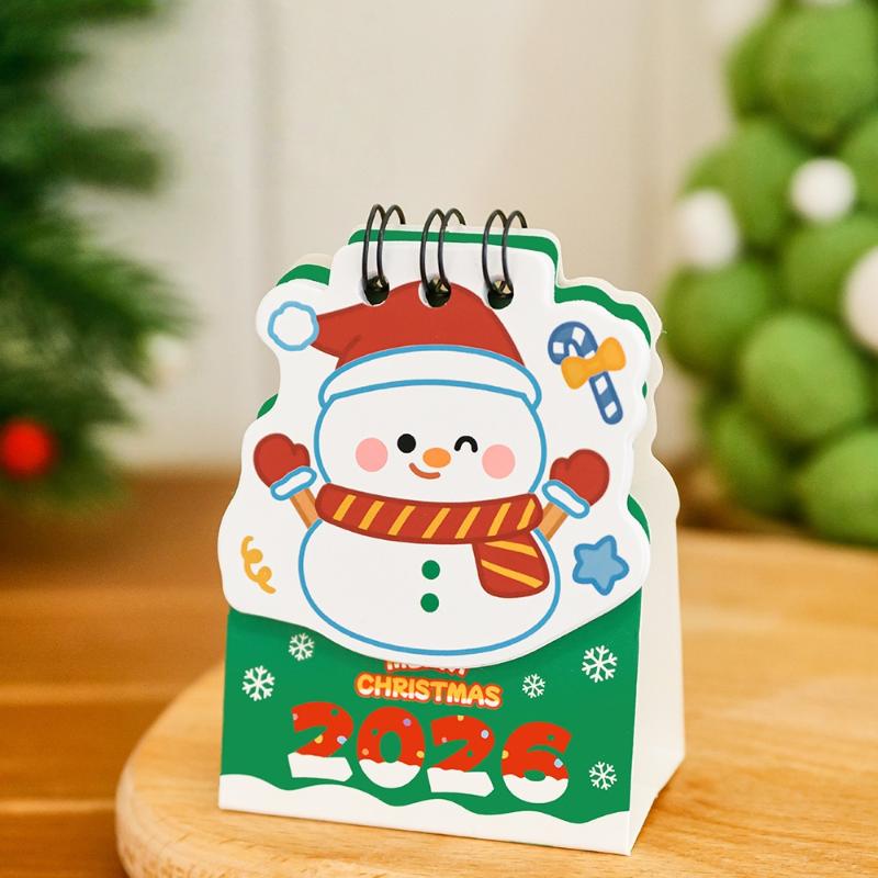 2026 Christmas Desk Calendar Mini Cartoon Cute Patterns Table Calendar Creative Desktop Decoration Daily Planning Small Monthly