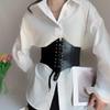 Corset Punk Black Wide Belt PU Leather Slimming Body Belts for Women Elastic High Waist Belt Female Dress Belt Body Shapewear