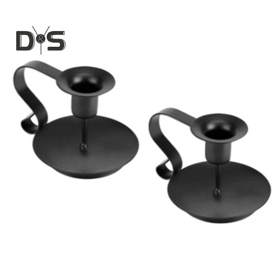 

1 шт/2 шт железный подсвечник винтажный конический подсвечник с изогнутой ручкой черный покрытый подсвечник для украшения центра стола 2pcs