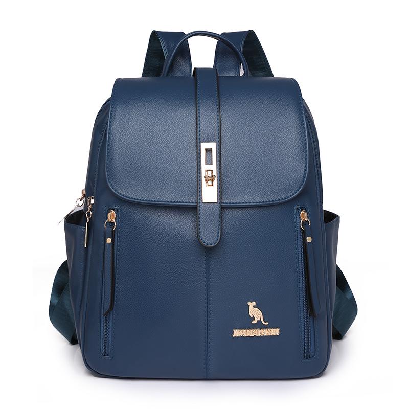 Women's Multifunctional PU Travel Backpack - Large Capacity, Solid Color, Outdoor Storage