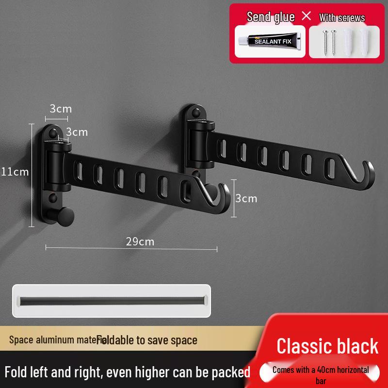 Invisible Wall-Mounted Folding Clothes Rack - No-Drill Bathroom or Balcony Storage Solution