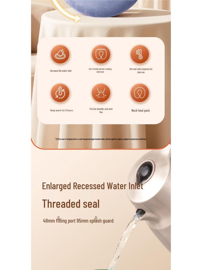 U-Shaped Neck Protection Hot Water Bottle Pillow - Thickened Hot Compress for Cervical Vertebra, Explosion-Proof Design