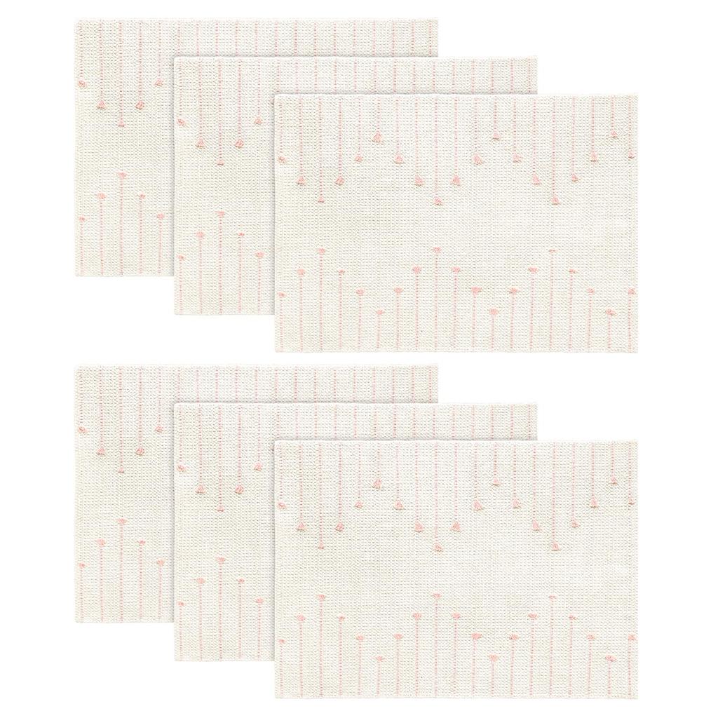 Light Grey Farmhouse Woven Rustic Placemats Set of 6,12x18 Seasonal Holiday Macrame Burlap Kitchen Dining Table Decoration for Home Party Decor