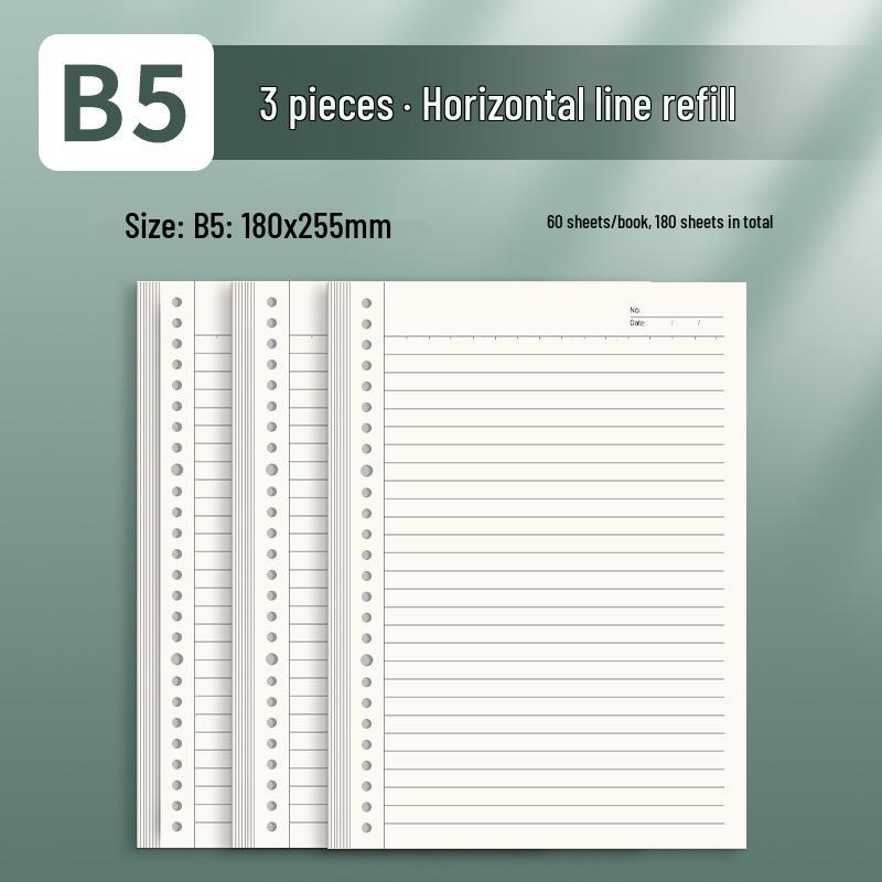 A4 Gitterlinien Notizbuch-Nachfüllpack - Herausnehmbares Papier für Studenten und Prüfungen