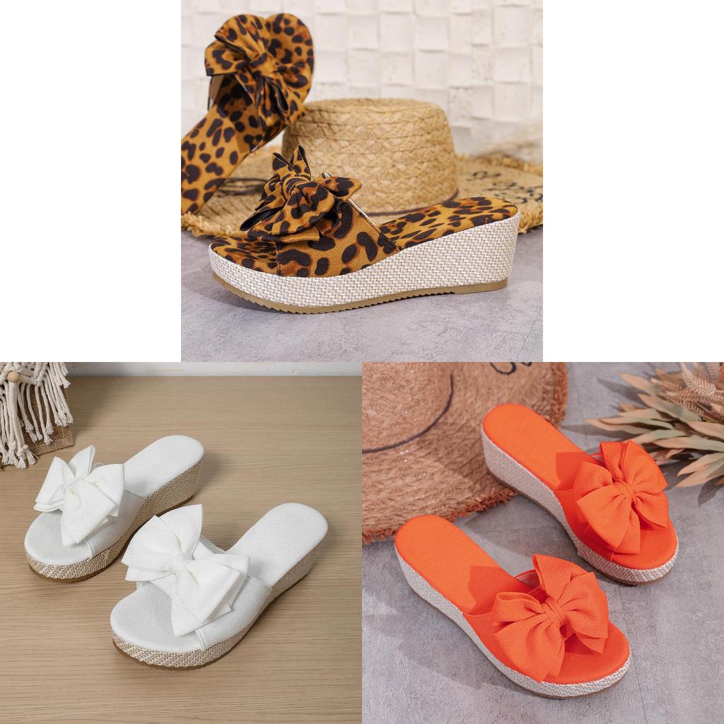 Summer Butterfly Bow Platform Slides With Rubber Sole For Womens Casual Comfort