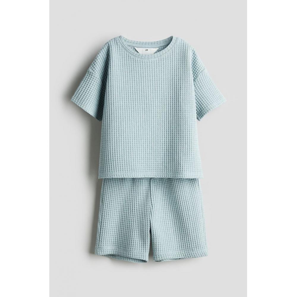 

Комплект из 2 предметов HM Waffle Jersey Светло-бирюзовый