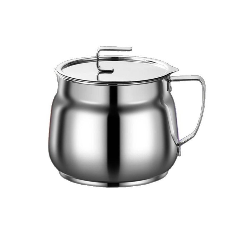 Portable 1.5L Oil Filter Pot Stainless Steel Large Capacity Cooking Oil Strainer Storage Container With Lid Oil Pot Kitchen
