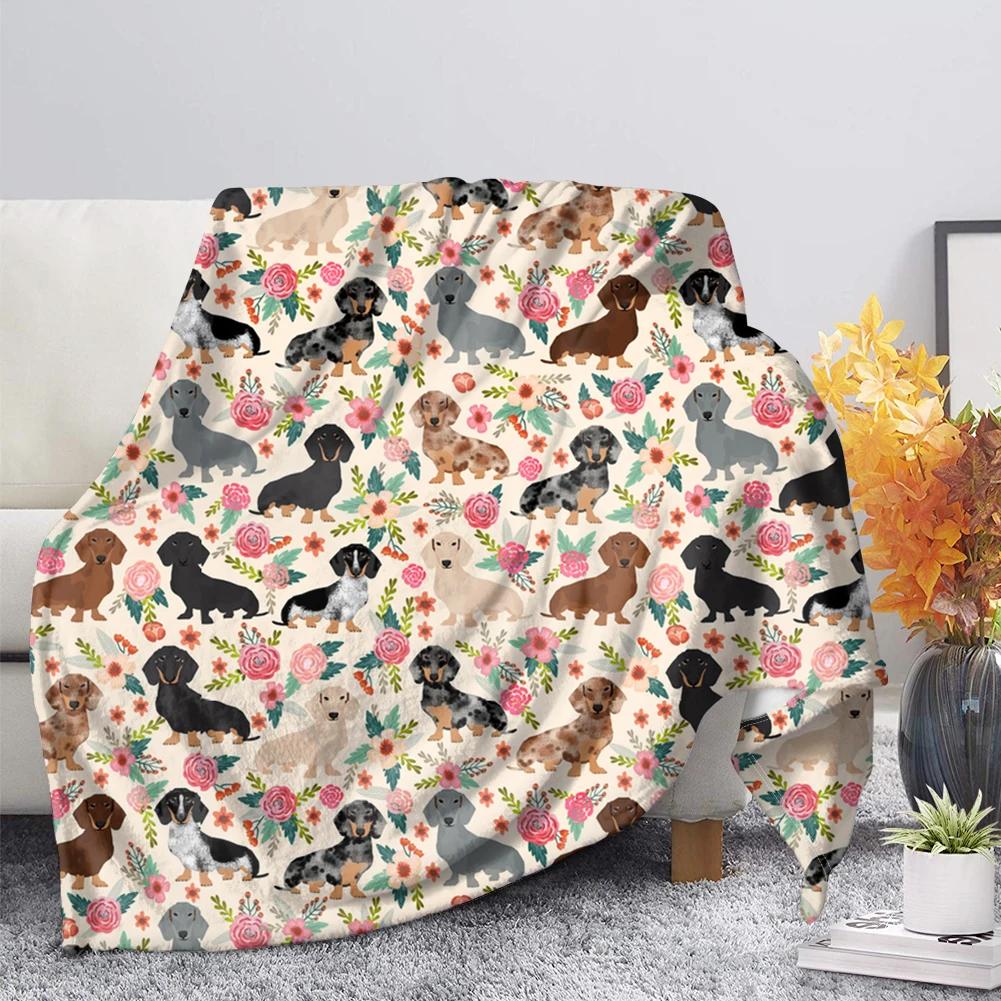 Dachshund Blanket Fluffy Soft Warm Sausage Dog Throw Blankets for Bed Sofa Lightweight Plush Sheet Bedspread Flannel Cozy Cover