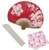 Folding Fan for Folding Fan Folding Fan Handkerchief Cherry Blossom [Osaka Choseido] Women, Stylish, Business, Bag, Case, Set, (Red)
