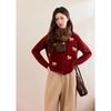 Women's Festive Red Pony Jacquard Knit Sweater