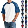 Camicia Patchwork in Denim da Uomo, T-shirt Casual Comoda a Maniche Corte, alla Moda per Primavera ed Estate.