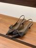 Purple pointed high heels bag head sandals fairy shoes 2025 spring and summer French temperament socialite stiletto shoes