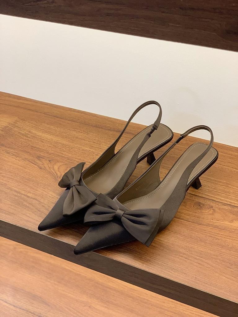 Purple pointed high heels bag head sandals fairy shoes 2025 spring and summer French temperament socialite stiletto shoes