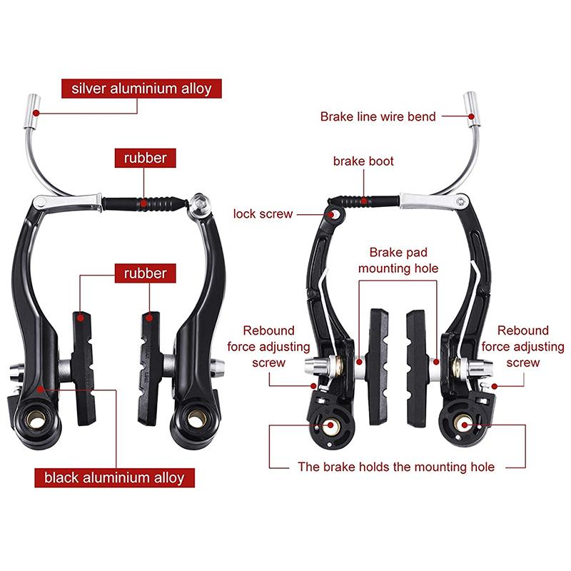 Bike V Brake Set Bike Front Rear V Brake Set Aluminum Alloy Mountain Road Bike V Brake Pads And Levers Set Riding Accessories