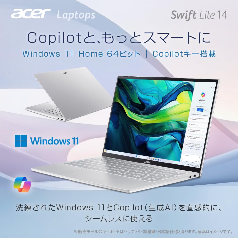 Acer Swift Lite WUXGA OLED Brilhante Intel Core Ultra 5 115U Liga de Alumínio Bateria Webcam 2MP com Deslizante Alto-falante WiFi e Teclado Japonês 14,