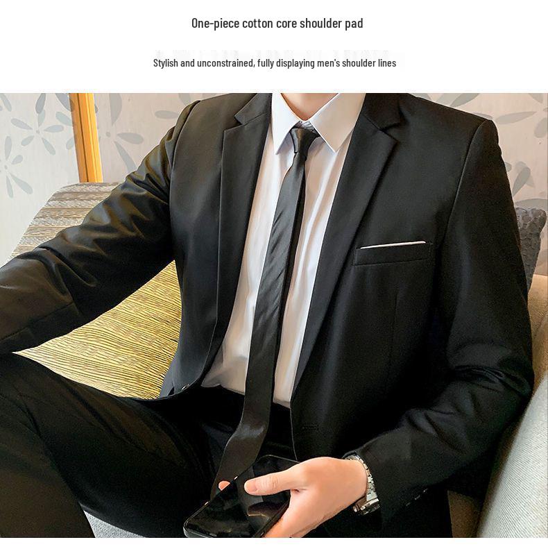 Korean Style Men's Slim Fit Three-Piece Suit - Business, Formal, or Wedding Wear