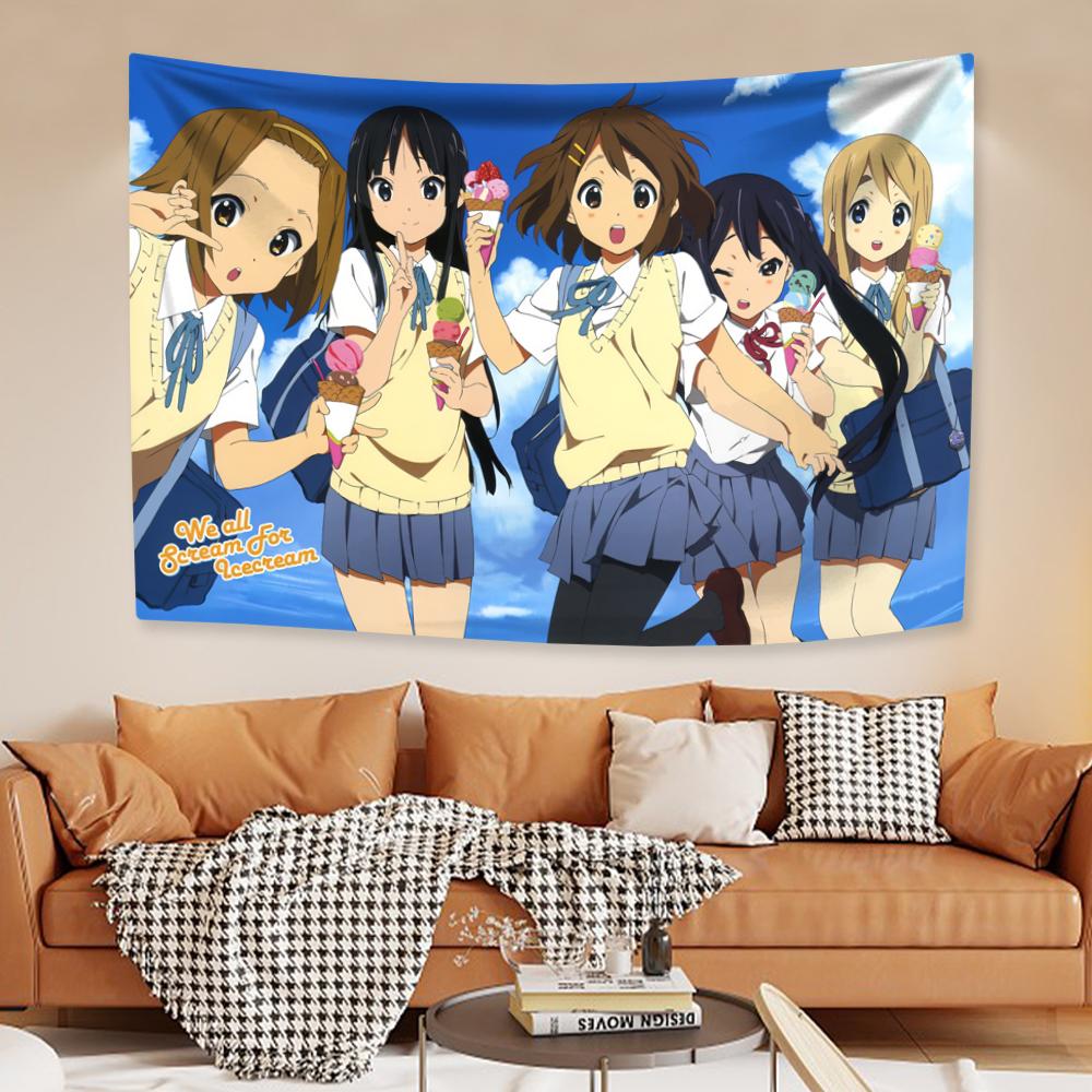 Japanese Anime Wall Hanging Tapestry Kawaii New K-ON! Cartoon Home Decoration Aesthetics Bedroom Dormitory Background