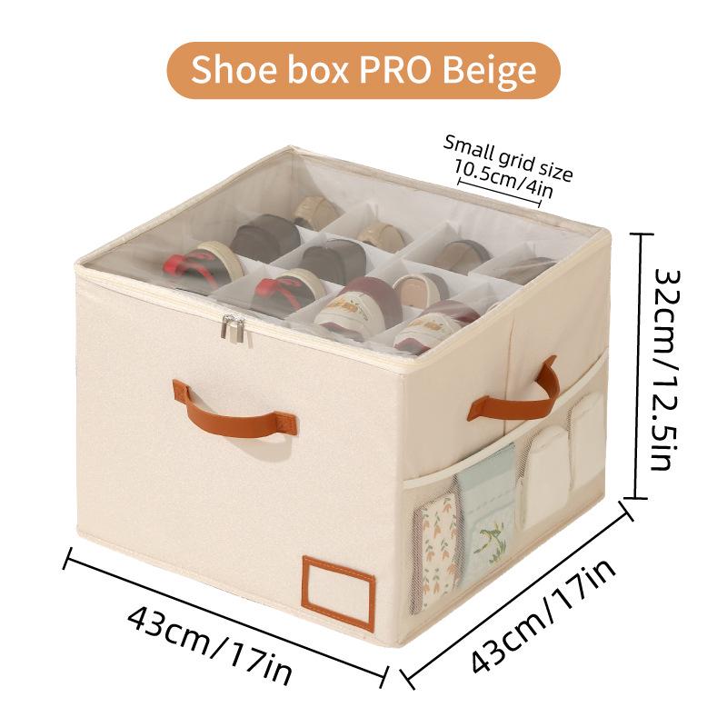 Foldable Waterproof Shoe Storage Box with Lid for Bedroom