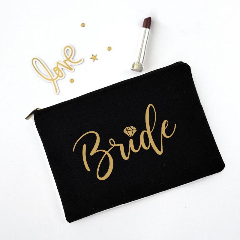 Team Bride Makeup Bag Bachelorette Party Cosmetic Bags Bridesmaid Toiletries Organizer Female Storage Make Up Case Wedding Gifts