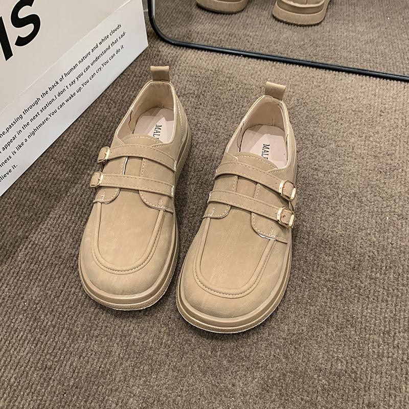 

Soft-soled shallow mouth Mary Jane shoes single shoes flat-soled small leather shoes women s 2025 new British style loafers with skirts 40 хаки