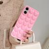Pink 3D Bubble Pop Heart Cute Girly Phone Case For iPhone 17 Air 16 15 14 Plus 13 12 11 Pro Max Soft Silicone Back Cover Funda