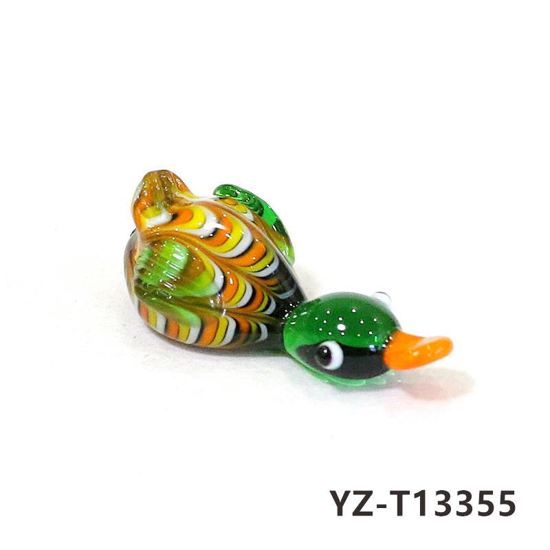 Colorful Cute Glass Duck Mini Figurine Craft Ornament Easter Animal Tiny Statues Home Table Micro Fairy Garden Decor Accessories