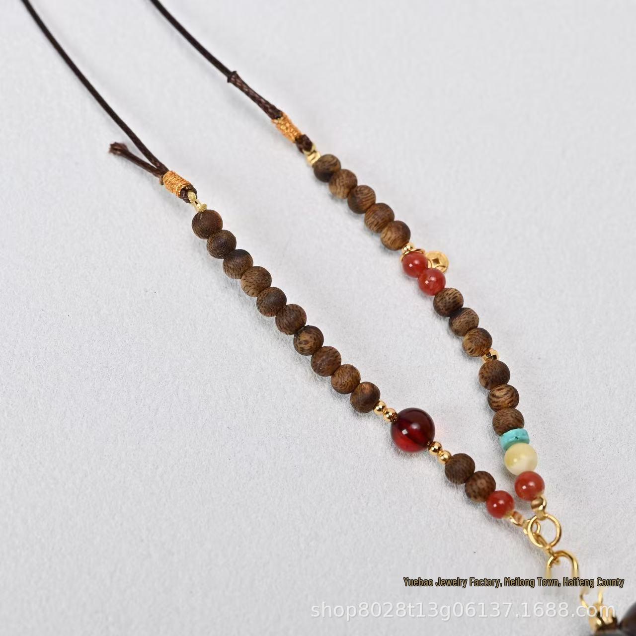 Amber Peach Pendant Necklace with Natural Honey Wax Earth: 166-98-08-88-18
