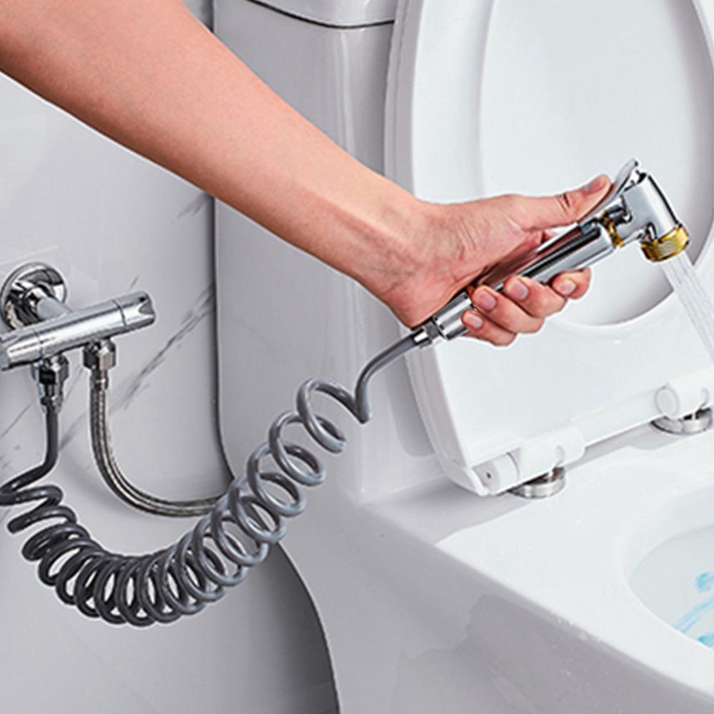 Versatile ABS Spring Shower Hose Grey Retractable Design Bidet Sprayer Hose PU Material Telescopic Design Bathroom Shower Hose