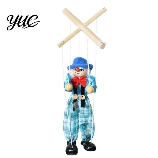 Classic Storytelling Puppet Wooden Clown Marionette Toy, Vintage Pull String with Movable Interactive Limbs, Handcrafted Theatre Toy for Kids