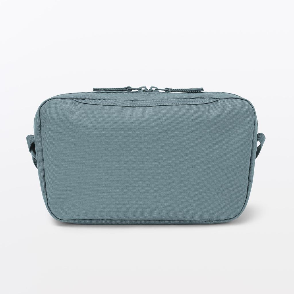 MUJI Recycled Polyester Shoulder Bag with Back Smoky Blue Water-Repellent Pocket, Unisex, Adult, EFD12A6S,
