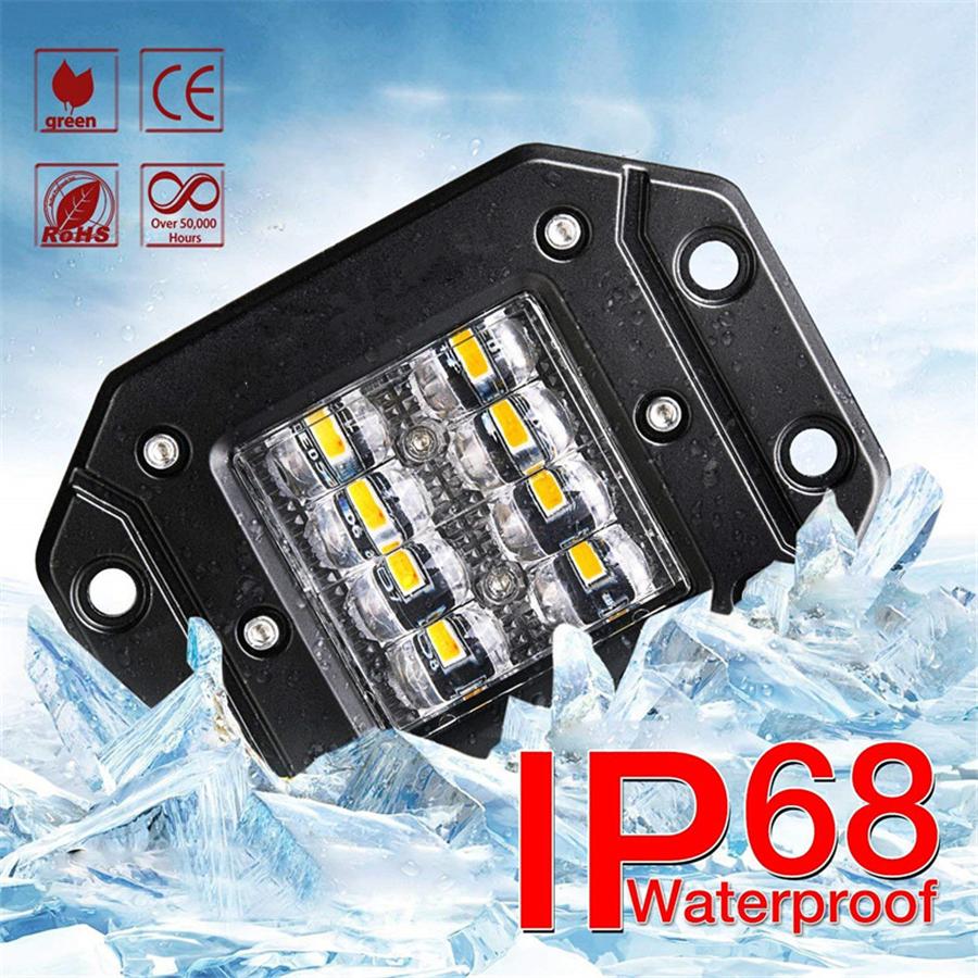 2x 48W Spot Flood Combo LED Work Light Car 4x4 Off-Road Flush Mount Bumper Lamps