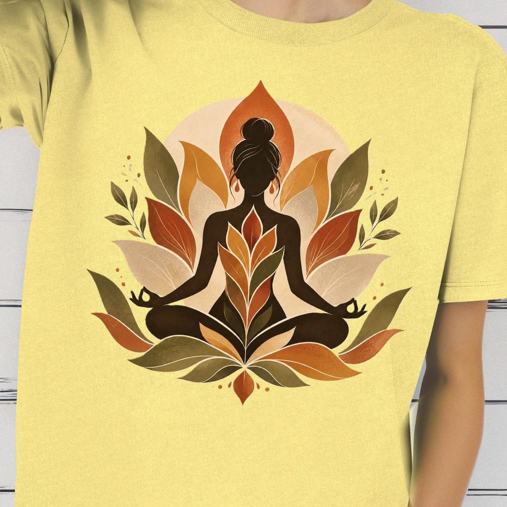 Meditation Yoga Shirt, Boho Lotus Woman Tee, Spiritual Yoga T shirt, Mindfulness Meditation Tee, Zen Wellness Shirt