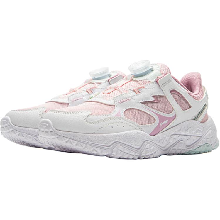 Li Ning Kids Comfortable Versatile Durable Shock Absorbing Low Top Casual Shoes Kids sneaker Pink White YKCU230-2