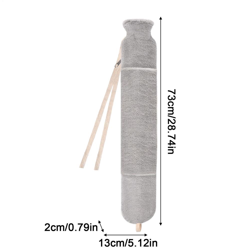 

Extra Long Hot Water Bottles Bag Removable Cover Extra Long Rubber Hot Water Bottle Waist Hand Foot Warmer Winter Christmas Gift світло-сірий колір