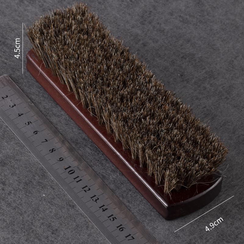 Large Brown-Red Horsehair Shoe & Leather Care Brush for Shoes, Jackets, Sofas, and Cars