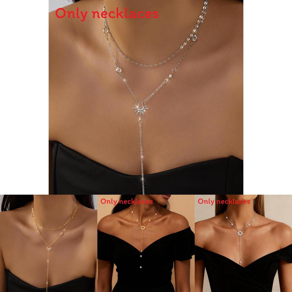 Collier Y Étoilé Orné de Diamants avec Chaîne Perles pour Femmes et Hommes