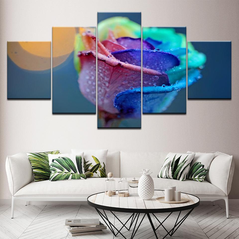 

The colorful rose flowers 5 Piece HD Wallpapers Art Canvas Print modern Poster Modular art painting for living room Home Decor 20x35 20x45 20x55cm