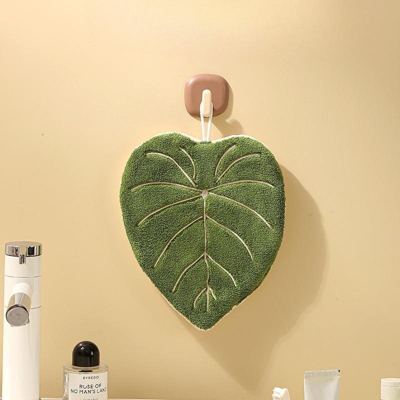 

1pc Leaf-Shaped Hanging Hand Towel-Ultra Soft, Super Absorbent & Quick-Dry Bath&Kitchen Towel with Elegant Leaf Design