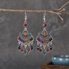 Ethnic Boho Vintage Drop Earrings For Women Geometric Hollow Crystal Blue Red Green Black Dangle Bohemian Wedding Earings Bijoux