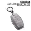 Estojo Porta-Chaves de Couro para Chave de Carro Argola Chaveiro Para Great Wall Gwm Ora Iq Ri Funky Cat Gt Good Cat Acessórios Automotivos Sem Chave